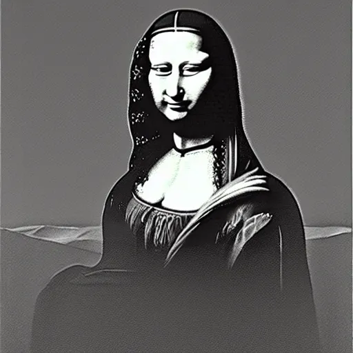 Prompt: the monalisa in the style of zdzisław beksiński