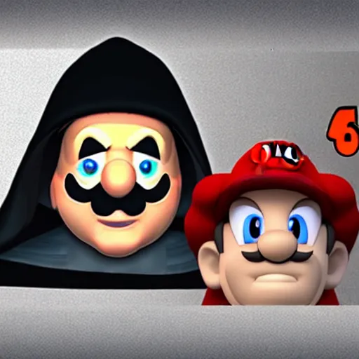 Prompt: Darth Sidious as a Super Mario 64 character