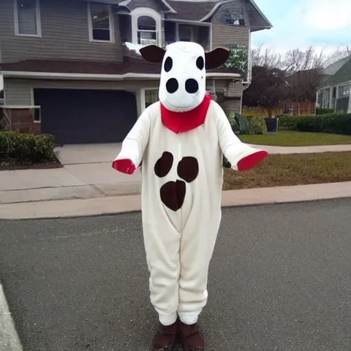 Image similar to wearing cow costume, craigslist photo