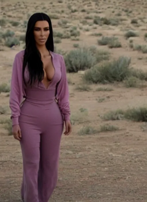 Prompt: film still of kim kardashian as Walter White in breaking bad,