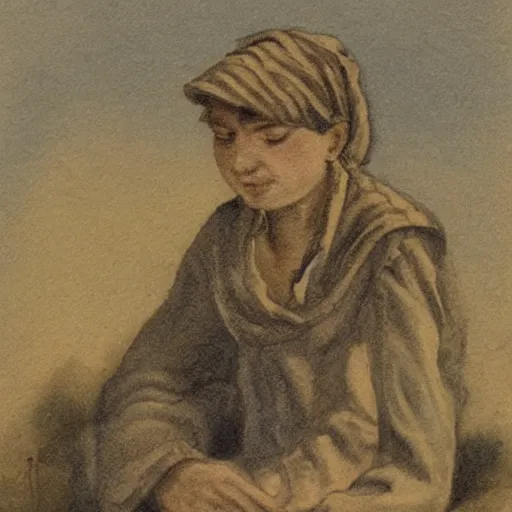 Image similar to an illustration of a young peasant woman by lisbeth zwerger