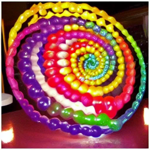 Image similar to dna spiral!!!! made of jelly beans