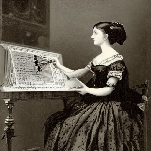Ada Lovelace programming the Analytical Engine, 1843 | Stable Diffusion