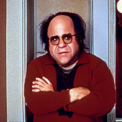 Prompt: Danny Devito, film still from the movie The Shining