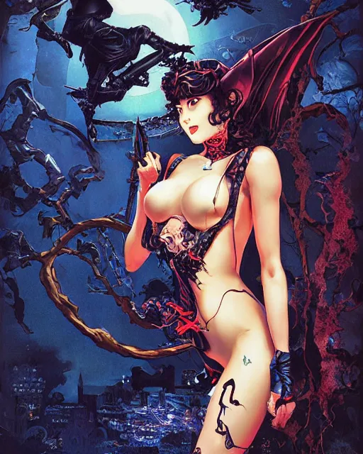 Prompt: a girl in a sexy bat halloween costume at a house party, midshot single subject, ambient lighting, detailed, art poster by ayami kojima, makoto shinkai, kilian eng