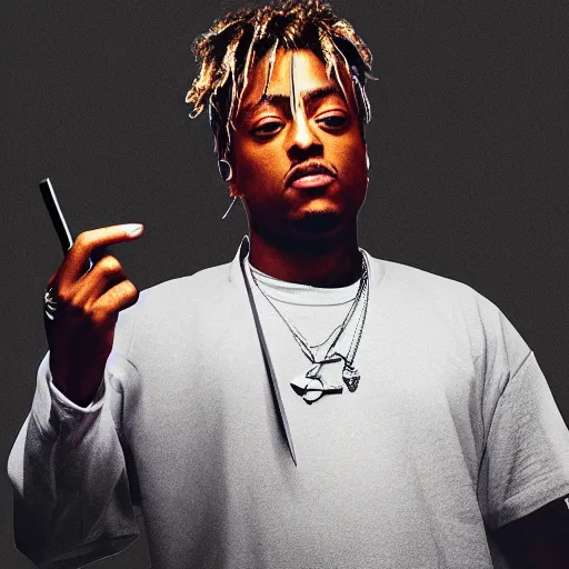 Image similar to juice wrld holding up a knife digital art 4 k the detailed super realistic