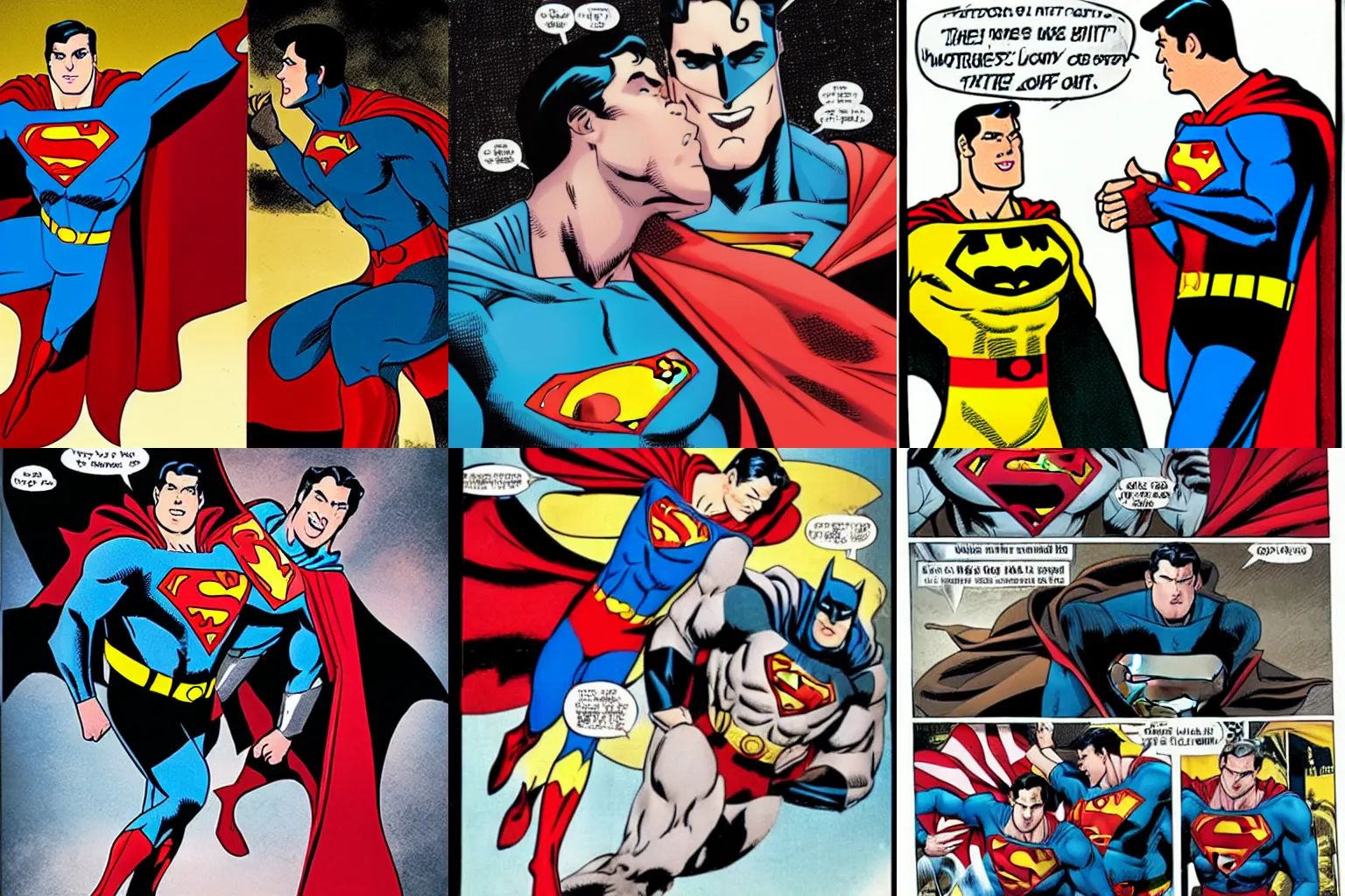 Prompt: superman and batman passionately embracing