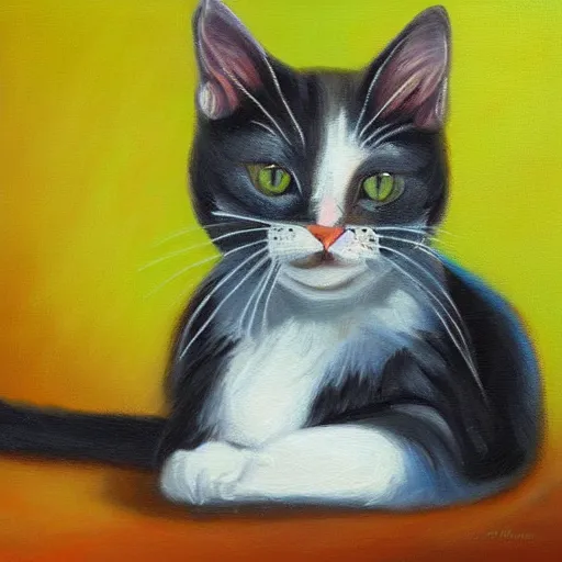 Image similar to cat oil painting