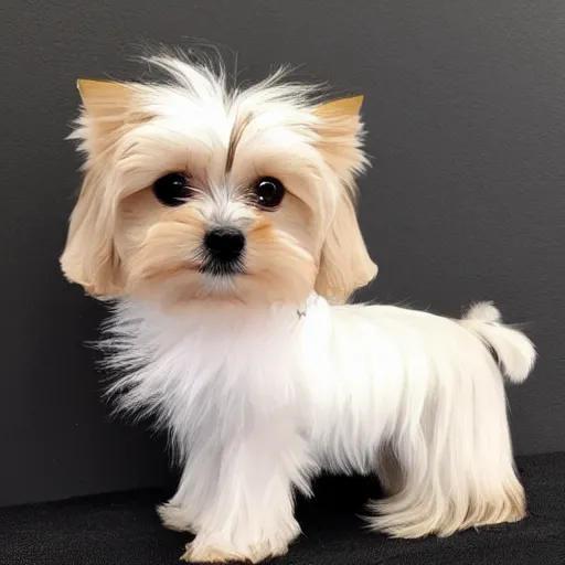 Image similar to adorable maltese yorkie dog, wavy blond fur