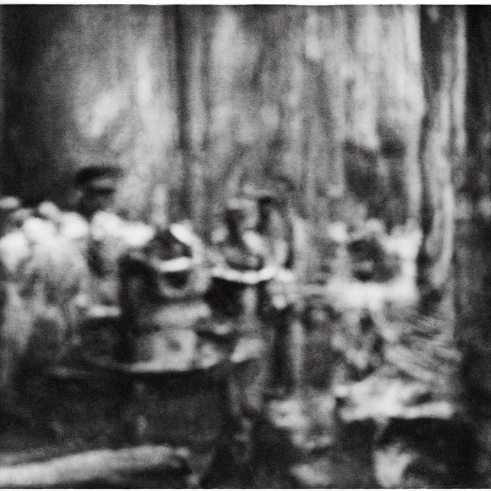 Image similar to an object on display in an ethnographic museum, film still, cinematic, out of focus, enhanced, 1 9 2 0 s, black and white, grain