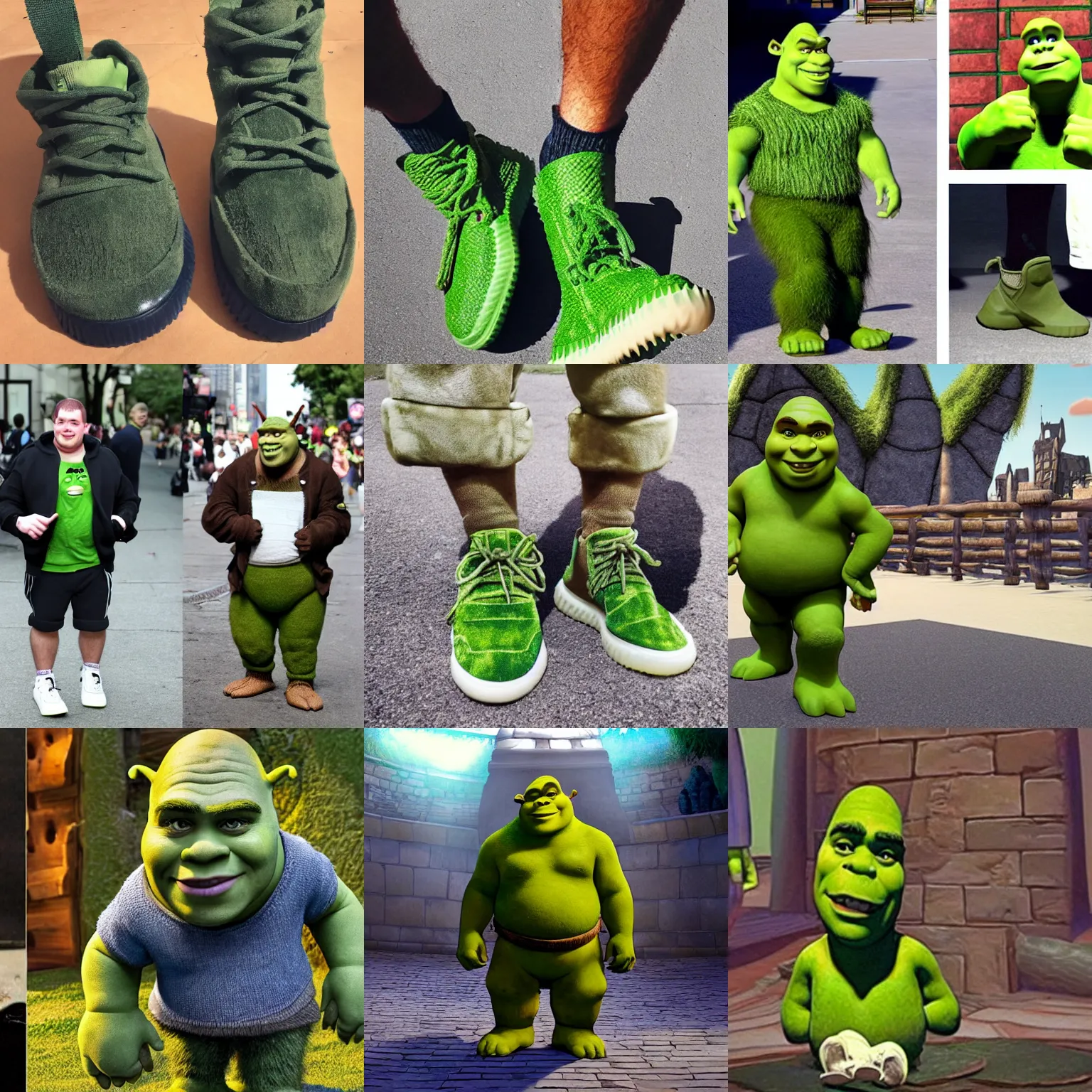 Prompt: shrek in his yeezys era