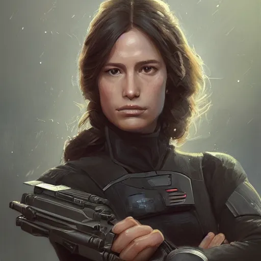 Image similar to portrait of a young woman by greg rutkowski, jaina solo, wearing the tactical gear of the galactic alliance, star wars expanded universe, she is about 1 6 years old, highly detailed portrait, digital painting, artstation, concept art, smooth, sharp foccus ilustration, artstation hq