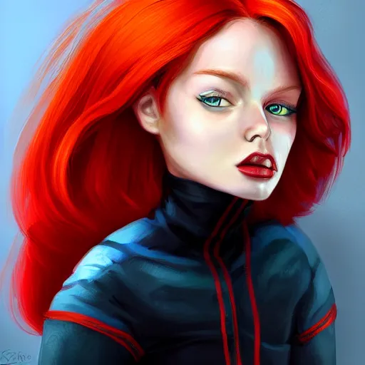 Image similar to A portrait of red hair gir by sam does art, highly detailed, digital painting, concept art, sharp focus, illustration, trending on artstaion