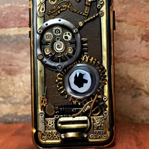 Prompt: a steampunk iPhone