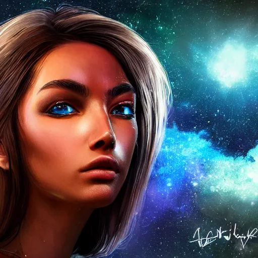 Prompt: highly detailed close up portrait of a celestial with a body made of spacedust, concept art, character art, studio lightning, bright colors, intricate, masterpiece, photorealistic, hiperrealistic, sharp focus, high contrast, Artstation HQ, DeviantArt trending, 4k UHD, Unreal Engine 5