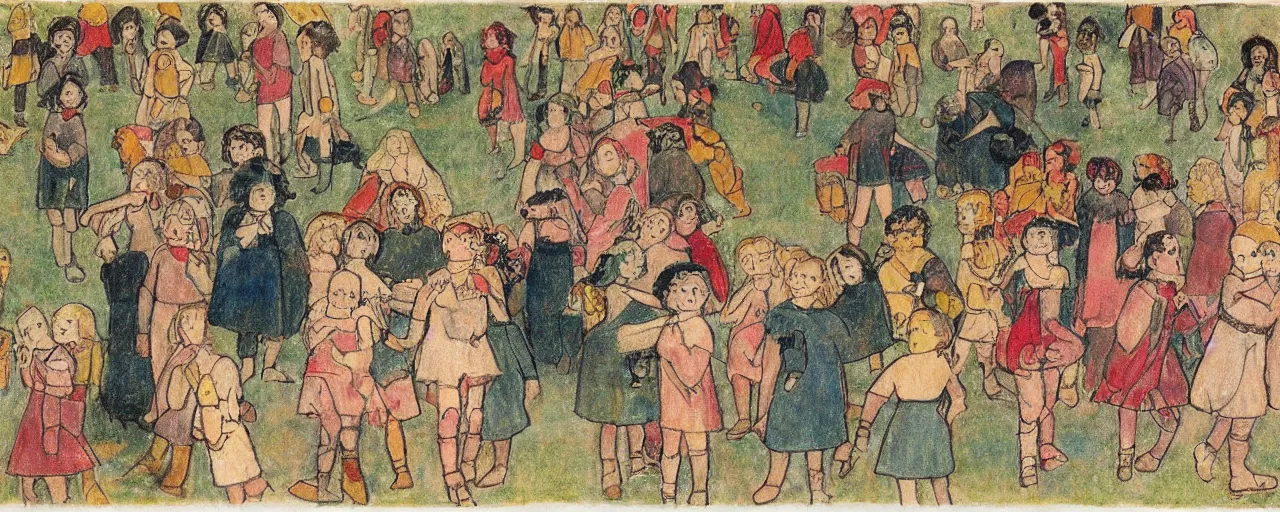 Image similar to pagan festival drawing by henry darger