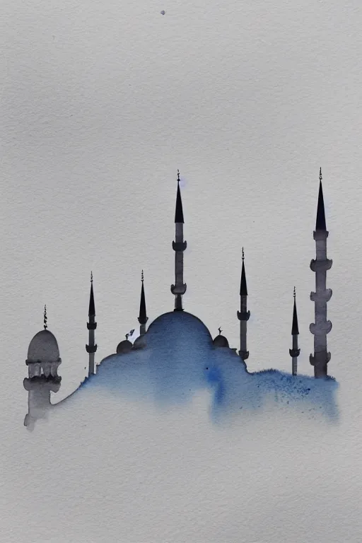 Image similar to minimalist watercolor splash ink art of istanbul