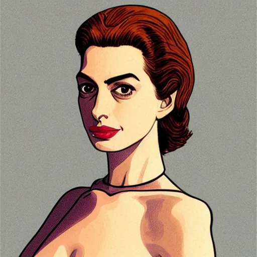 Image similar to anne hathaway retro minimalist portrait by jean giraud, moebius starwatcher comic, 8 k