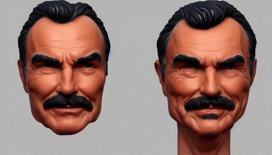 Image similar to Hand painted bust of burt reynolds, hyperdetailed, artstation, cgsociety, 8k