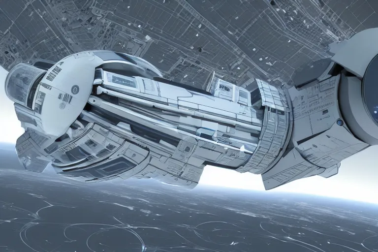 Image similar to space station in space, Zaha Hadid style,concept art, Cycles Render,intricate,cinematic