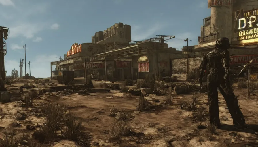 Prompt: 3 d rendering of fallout new vegas, unreal engine, 4 k, ultra detailed