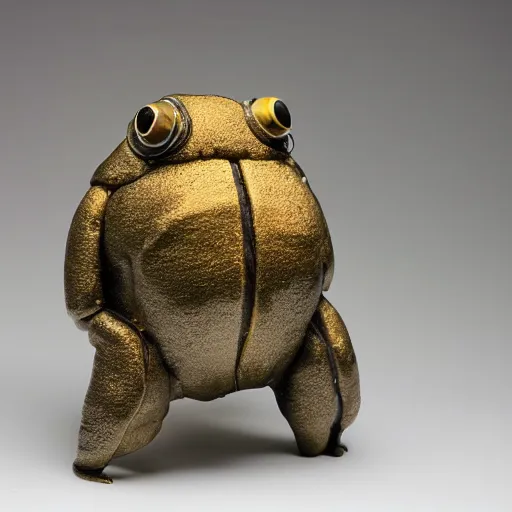 Prompt: ceramic and gold sculpture of a tardigrade, kintsugi tardigrade, award - winning sculpture