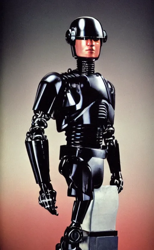 Image similar to robocop 1 9 8 0 high school yearbook senior photo