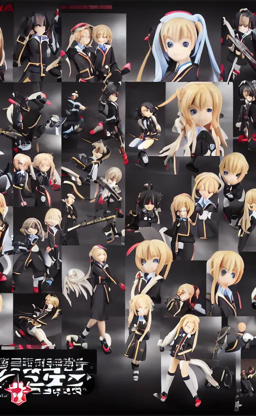 Image similar to toy design, school uniform, portrait of the action figure of a girl, girls frontline style, anime figma figure, studio photo, flight squadron insignia, realistic military gear, 70mm lens, round elements, photo taken by professional photographer, by shibafu, trending on facebook, symbology, anime character anatomy 4k resolution, matte, empty hands, realistic military carrier, forest