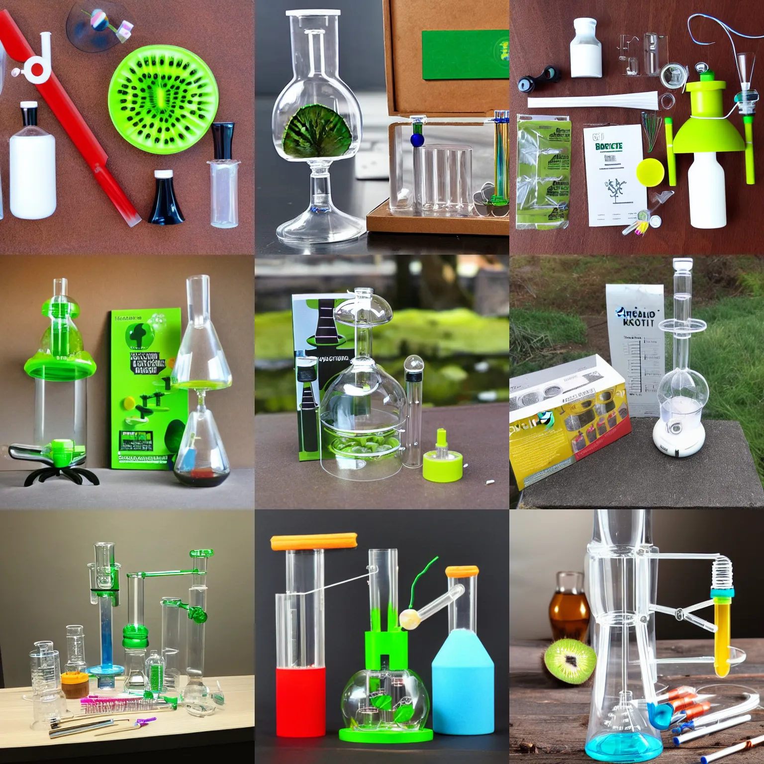 Prompt: build your own bong science kit. kiwi - co