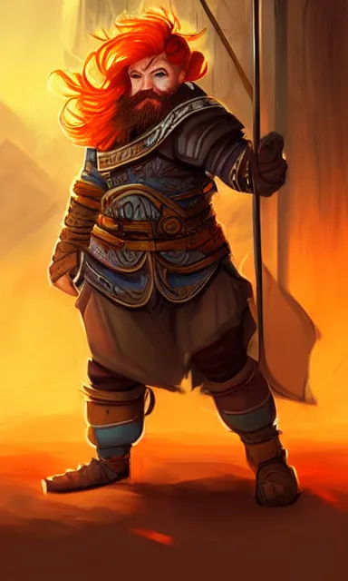 Image similar to a dwarven archer, d & d, orange hair, portrait, sharp focus, fantasy, digital art, concept art, dynamic lighting, epic composition, by emylie boivin, rossdraws