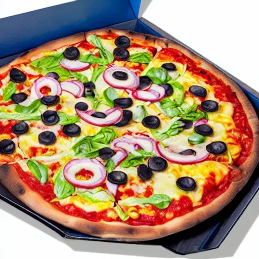 Image similar to promotional photo of a new pizza with soccer ball topping, 80s, colorful, professional,