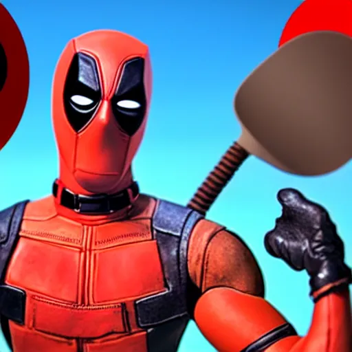 Image similar to Deadpool As seen in Pixar animated movie toy story . 4K quality super realistic