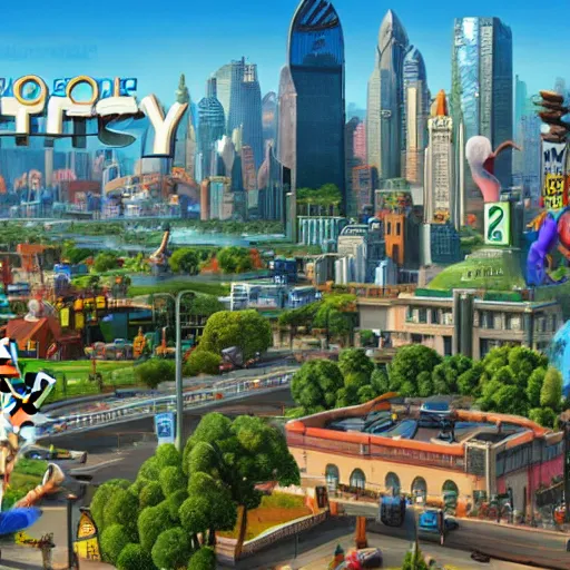 Prompt: The SimCity user interface as applied to Zootopia