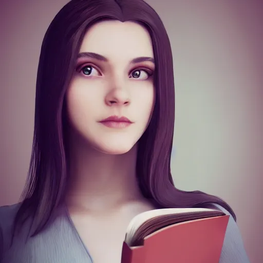 Prompt: a very smart!!! girl reading a book, hair flowing down, portrait photo, profile picture, hyperrealistic, concept art, day time, octane render, unreal engine 5, digital art, high quality, highly detailed, 8K, cute, defined face, elegant clothes, trending on DeviantArt