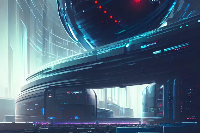 Prompt: wide shot cyberpunk giant server in spherical digital space, highly detailed, smooth, sharp focus, illustration, beautiful, geometric, trending on artstation, cinematic, artwork by WLOP