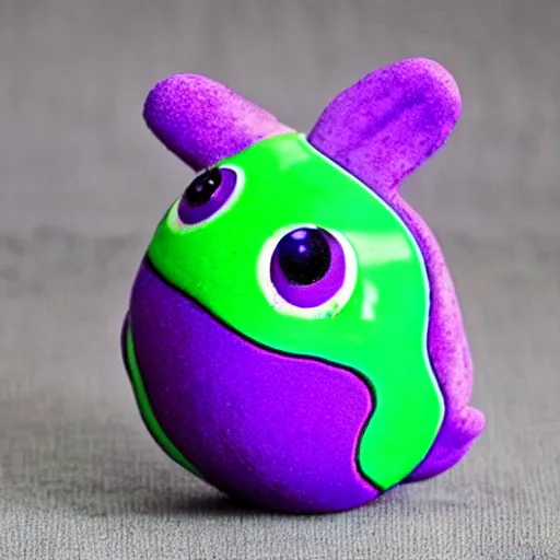 Image similar to a purple and green cute liquid monster