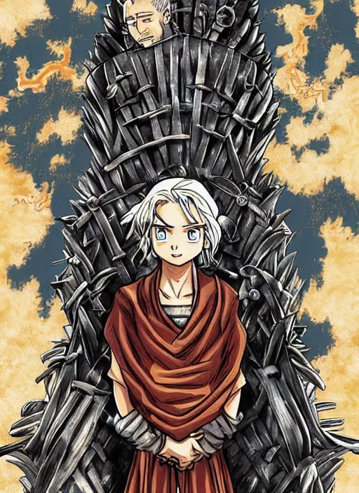 Image similar to game of thrones manga cover by akira toriyama, digital art