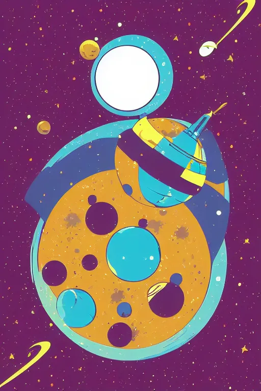 Image similar to planet pug floating in space, art by brian miller, sticker, colorful, illustration, highly detailed, simple, smooth and clean vector curves, no jagged lines, vector art, smooth