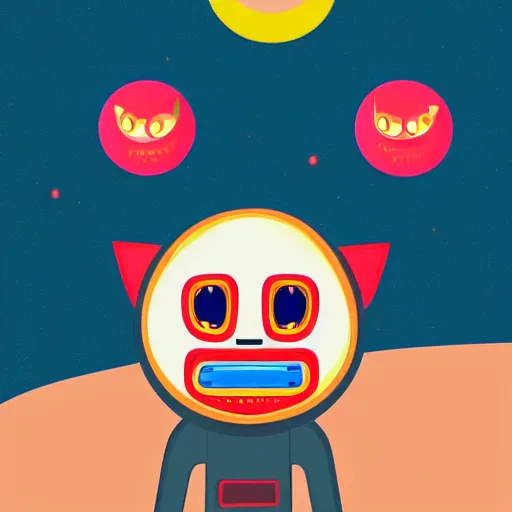 Prompt: cute furry alien 👾 racing 🏁 on mars, style by kurzgesagt