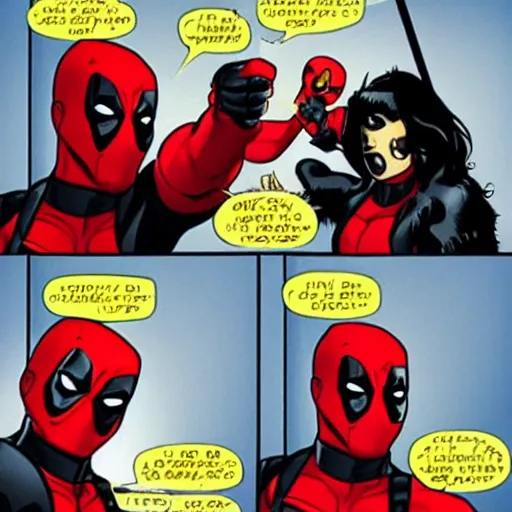 Image similar to deadpool and honey being best friends