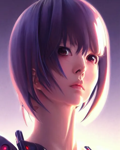 Image similar to portrait Anime Girl in mecha armor in night tokyo Sharp fine face pretty face, realistic shaded Perfect face, fine details. Anime. cyberpunk realistic shaded lighting by katsuhiro otomo ghost-in-the-shell, magali villeneuve, artgerm, rutkowski Jeremy Lipkin and Giuseppe Dangelico Pino and Michael Garmash and Rob Rey