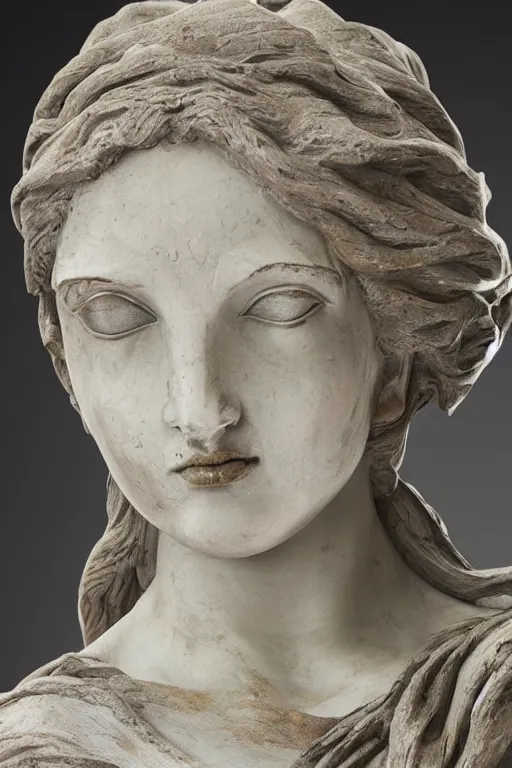 Image similar to mnemosine goddess statue sculpted in volcanic rock with silver threads, made by antonio corradini and bernini, ultrarealistic, detailed, 8 k