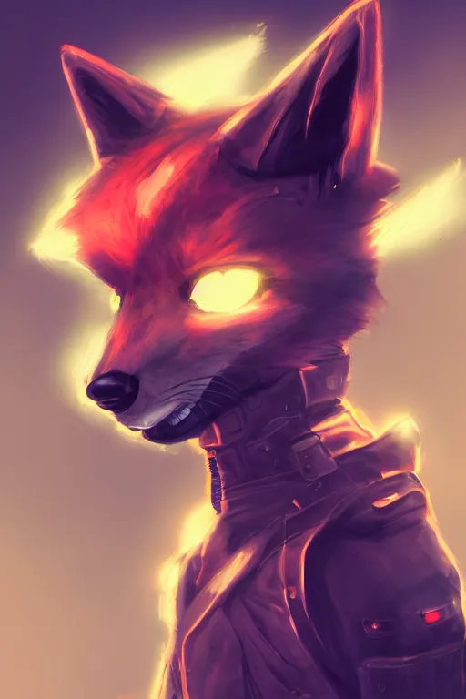 Image similar to an anthropomorphic cyberpunk fox, backlighting, trending on artstation, digital art, furry art, trending on furaffinity, fantasy art, by kawacy