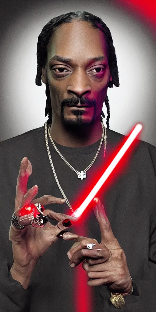 Prompt: snoop dogg in star wars,red eye,red laser