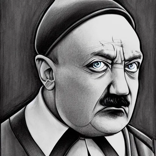 Image similar to Hitler dwarf, super detailed highres paining by Akira Toriyama