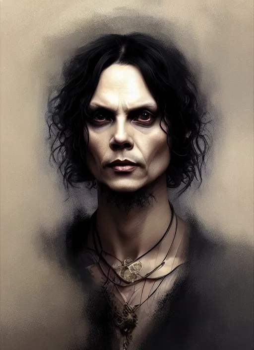 Image similar to ville valo, portrait, intricate, elegant, highly detailed, digital painting, artstation, concept art, wallpaper, smooth, sharp focus, illustration, art by artgerm and greg rutkowski and alphonse mucha