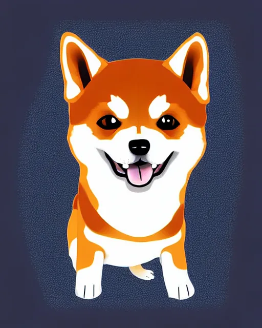 Image similar to vector illustration of a chibi shiba inu dog, digital painting, by artgem