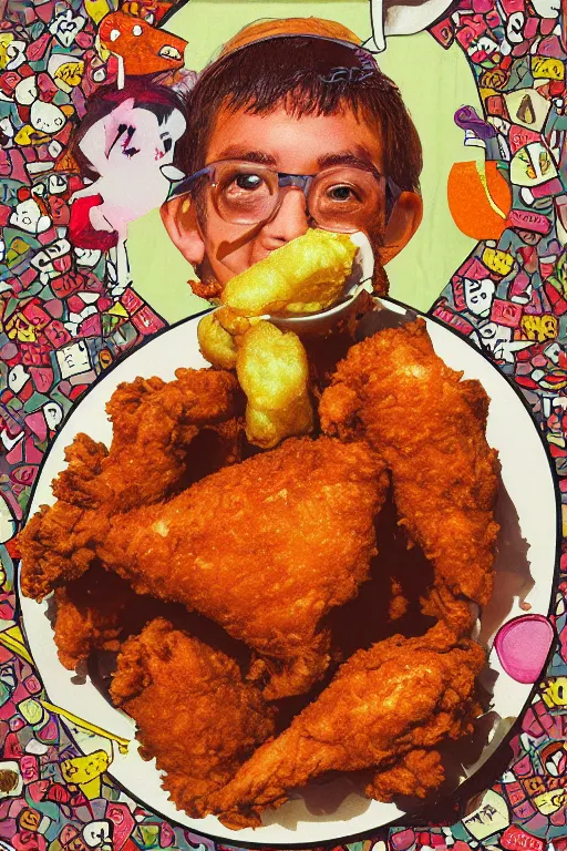 Image similar to kawaii fried chicken portrait, renaissance