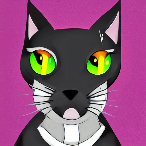 Image similar to digital art of a black cat fursona, furry fandom