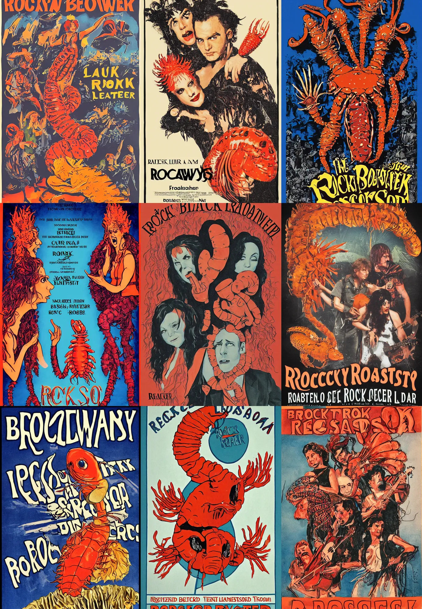 Prompt: Broadway poster for a rock opera titled rock lobster